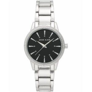 NEW! Anne Klein Women's Silver-Tone Bracelet Quartz Watch 32mm AK/3057BKSV